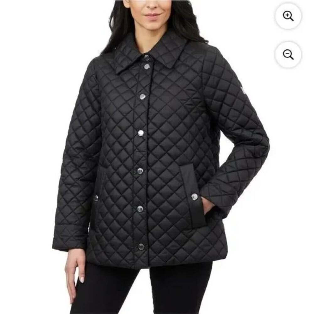 Ann Klein Black Quilted Jacket with Silver Buttons New Wirh Tag Size S